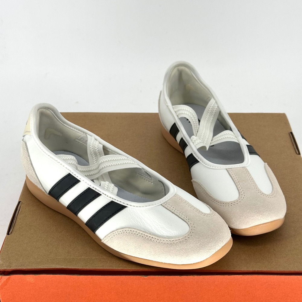 Adidas Barreda Mary Jane Shoes Slip On White Black Flats 8